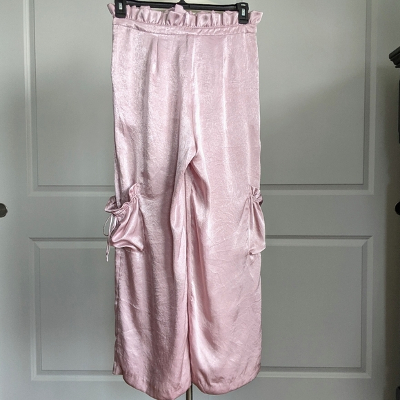 Jonathan Simkhai Intermix Pants Satin Lounge Wide Leg Crop Zip Fly Purple M NWT - Picture 6 of 15